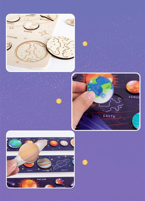 Puzzle Sistemul Solar din Lemn cu Soare și 8 Planete [6]