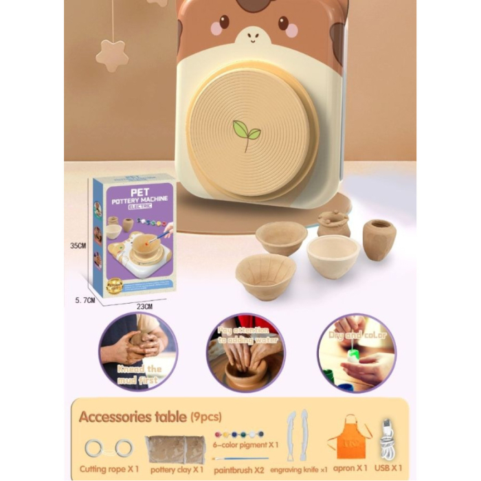 Roată Electrică de Olărit pentru Copii cu Set Creativ de Lut [21]
