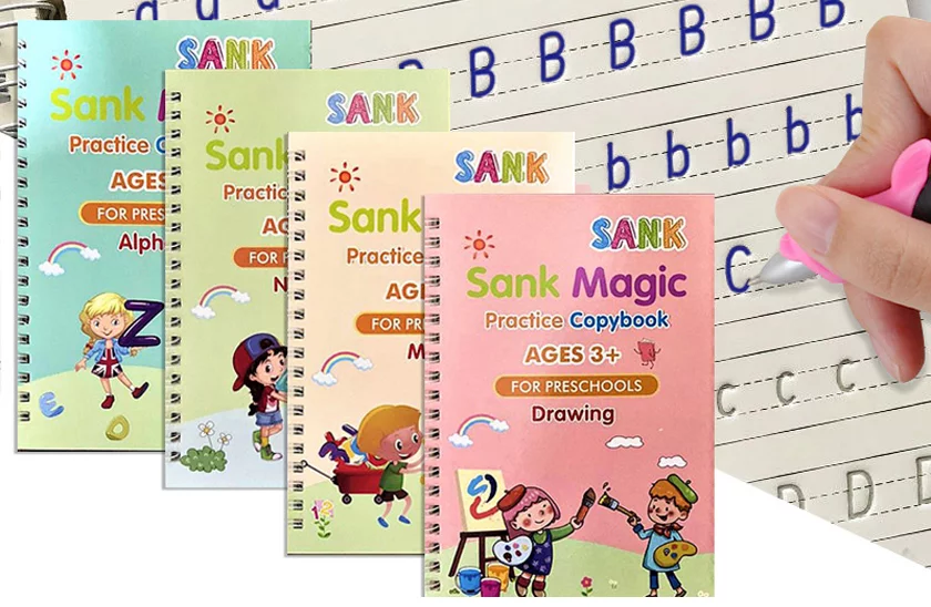 Set 4 Caiete Reutilizabile SANK Magic Practice Copybook cu Stilou și Rezerve [13]