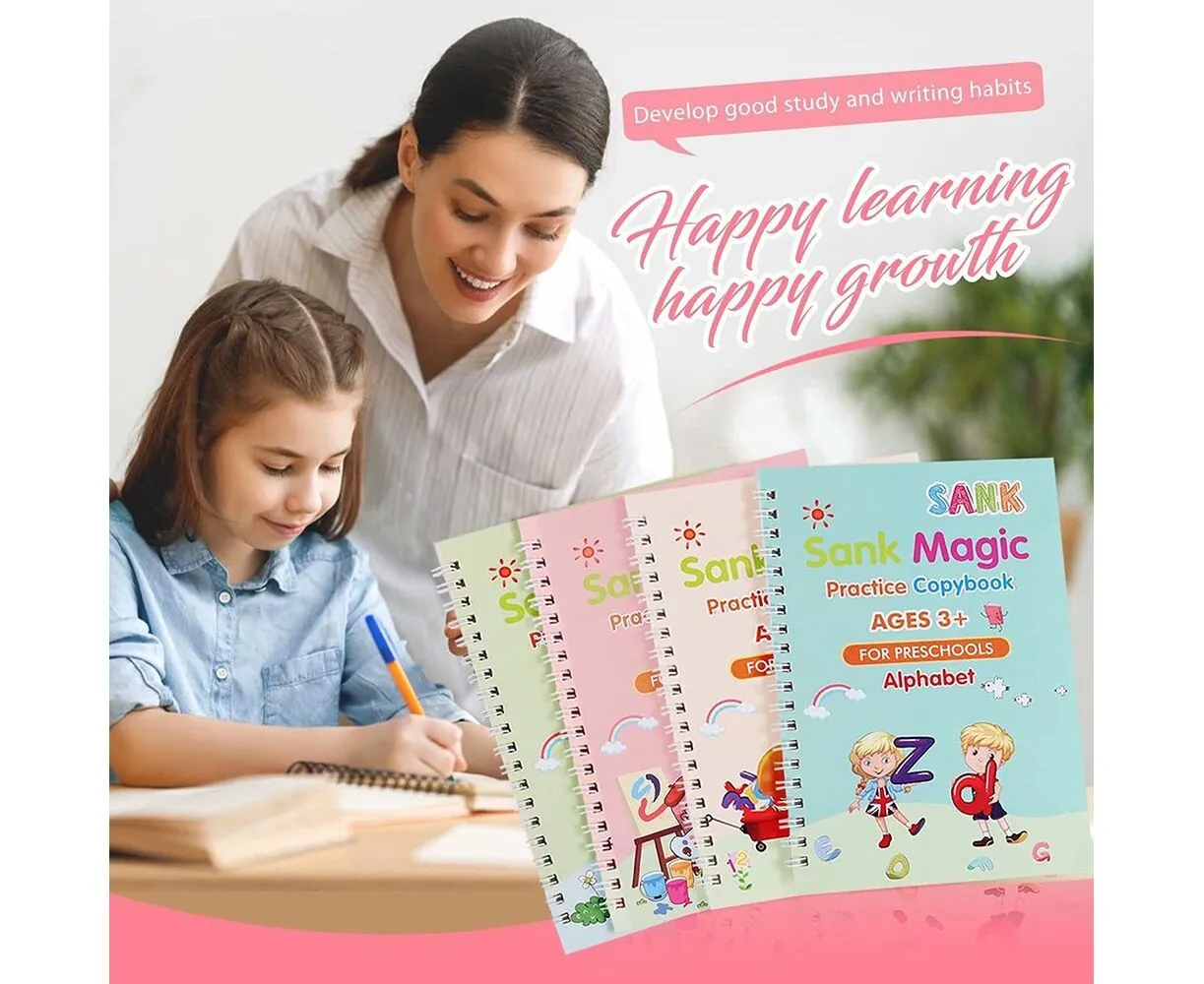 Set 4 Caiete Reutilizabile SANK Magic Practice Copybook cu Stilou și Rezerve [23]