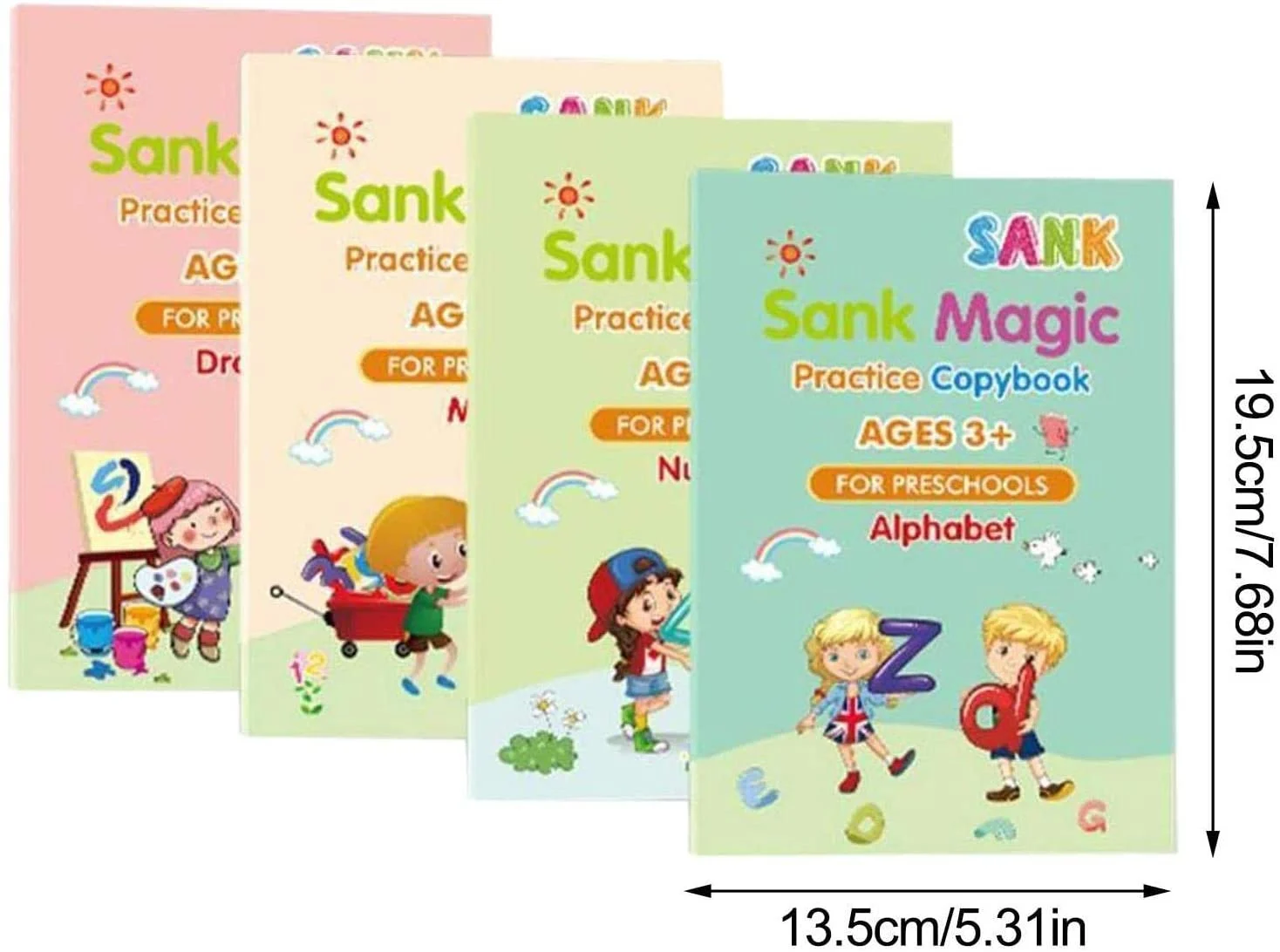 Set 4 Caiete Reutilizabile SANK Magic Practice Copybook cu Stilou și Rezerve [5]