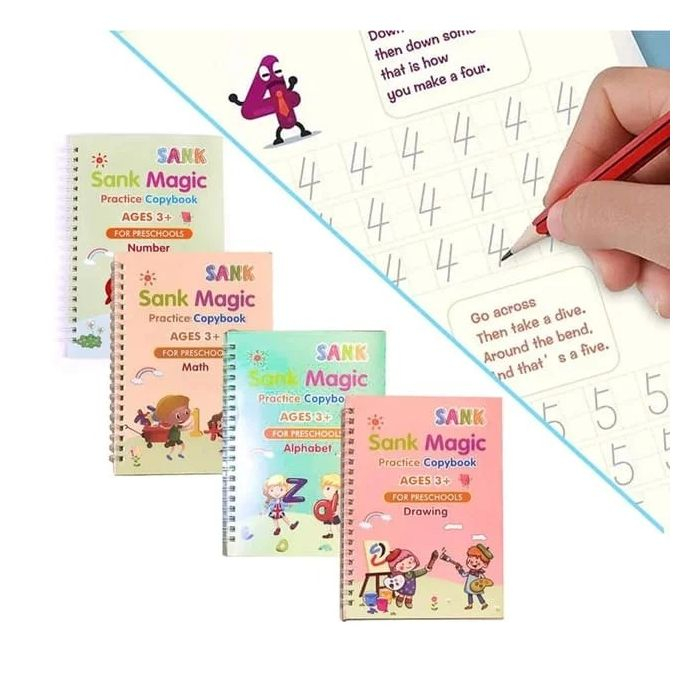 Set 4 Caiete Reutilizabile SANK Magic Practice Copybook cu Stilou și Rezerve [11]