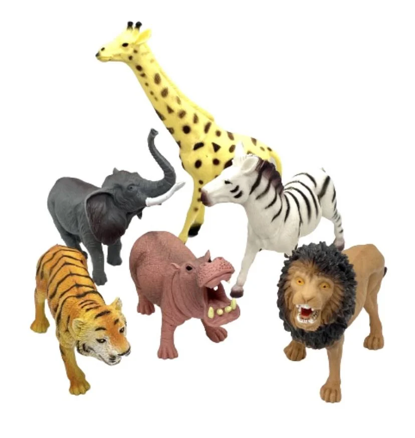 Set 6 Figurine Mari Animale Sălbatice Safari – Girafă, Elefant, Zebră, Hipopotam, Leu și Tigru [1]
