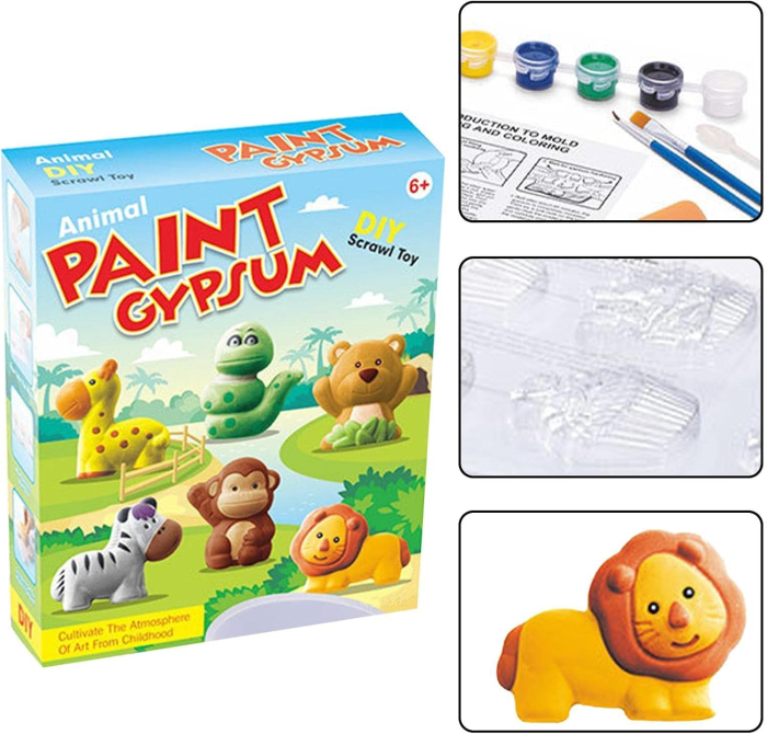 Set Creativ DIY pentru Copii, Creează și Pictează 6 Magneți cu Animale, Matriță, Vopsele și Pensule, 6+ Ani [8]