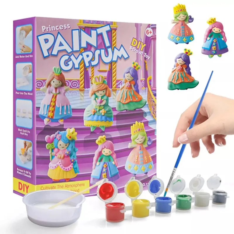 Set Creativ DIY pentru Copii, Creează și Pictează 6 Figurine Prințese, Matriță, Vopsele și Pensule, 6+ Ani [8]