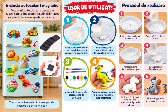 Set Creativ DIY pentru Copii, Creează și Pictează 6 Figurine Prințese, Matriță, Vopsele și Pensule, 6+ Ani [6]