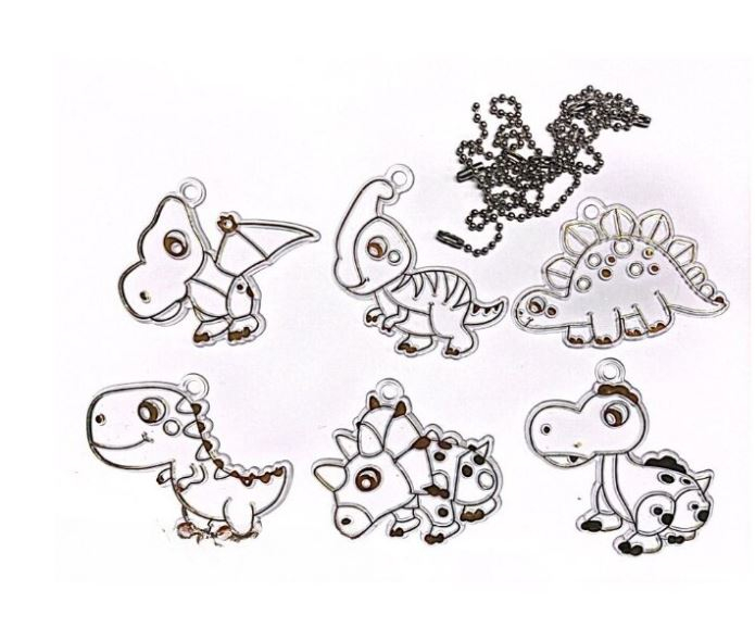 Set Creativ DIY cu Dinozauri de Pictat, 6 Pandantive, 4 Culori și Șnururi, 3+ Ani [7]