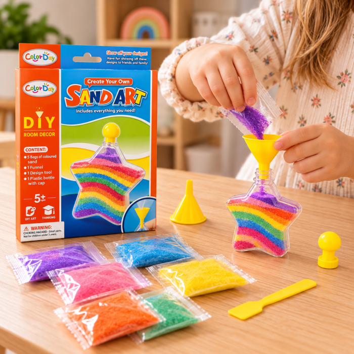 Set Creativ Sand Art cu Nisip Colorat, Decorațiune Stea DIY, 5 Culori și Accesorii, 5+ Ani [2]