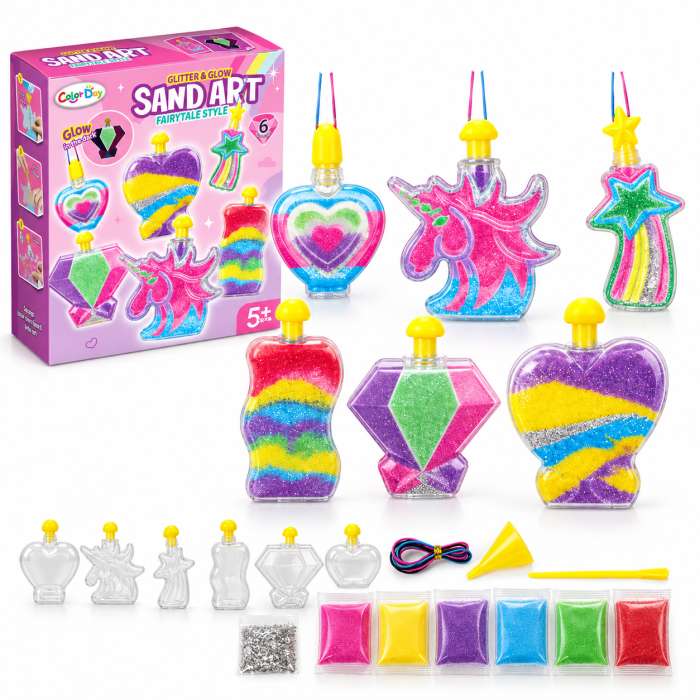 Set Creativ Sand Art cu Nisip Colorat, 6 Decorațiuni de Umplut, Unicorn și Forme de Poveste, 5+ Ani [10]