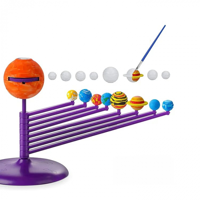 Set creativ Sistemul solar cu proiectii si pictura, Kit stiintific STEM Picteaza planetele [15]