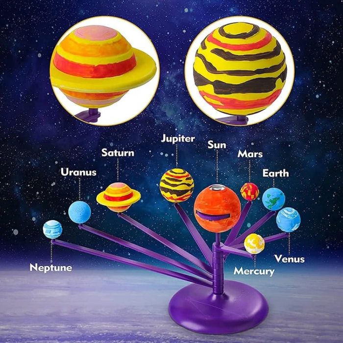 Set creativ Sistemul solar cu proiectii si pictura, Kit stiintific STEM Picteaza planetele [14]