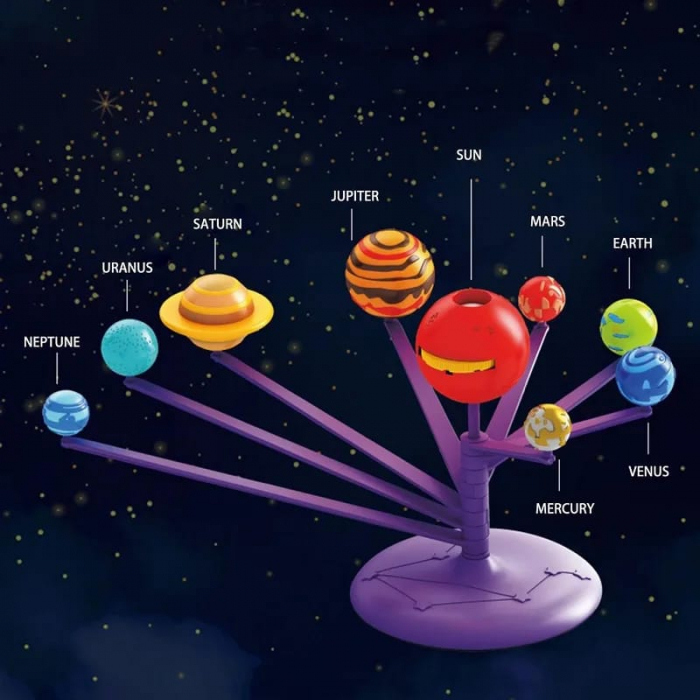 Set creativ Sistemul solar cu proiectii si pictura, Kit stiintific STEM Picteaza planetele [2]