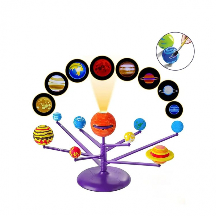 Set creativ Sistemul solar cu proiectii si pictura, Kit stiintific STEM Picteaza planetele [12]