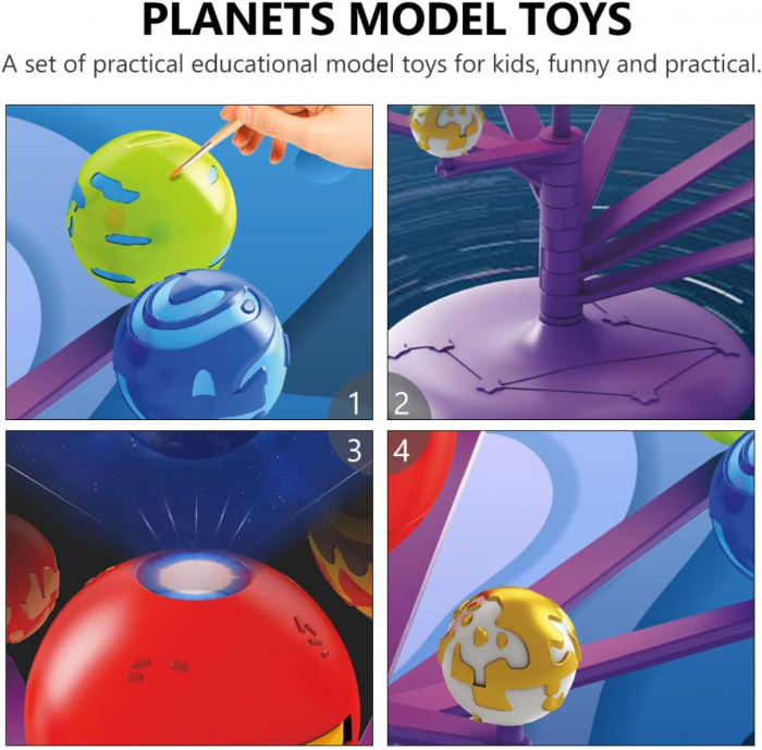 Set creativ Sistemul solar cu proiectii si pictura, Kit stiintific STEM Picteaza planetele [5]