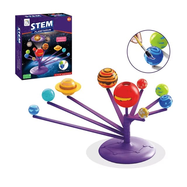 Set creativ Sistemul solar cu proiectii si pictura, Kit stiintific STEM Picteaza planetele [8]