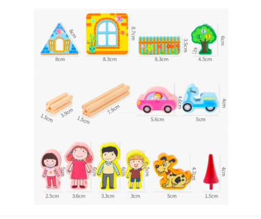 Set de Construcție din Lemn Tip Castel, Casă de Păpuși Modulară, Joc Creativ STEM cu 128 Piese, 3+ ani [18]