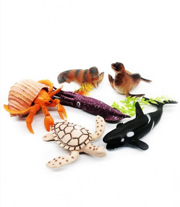 Set Figurine Animale Marine pentru Copii cu Pinguin, Focă, Morsă și Țestoasă [14]