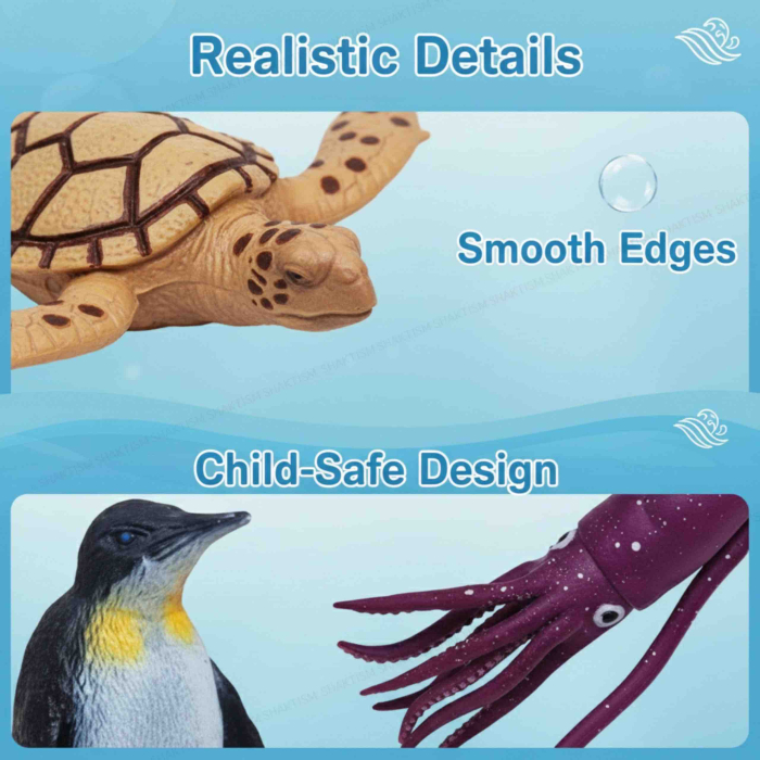 Set Figurine Animale Marine pentru Copii cu Pinguin, Focă, Morsă și Țestoasă [7]