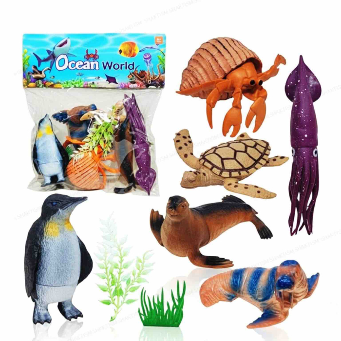 Set Figurine Animale Marine pentru Copii cu Pinguin, Focă, Morsă și Țestoasă [6]