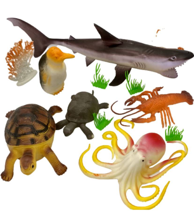 Set 6 Figurine Realiste Animale Marine – Rechin, Pinguin, Homar, Caracatiță și Țestoase [5]