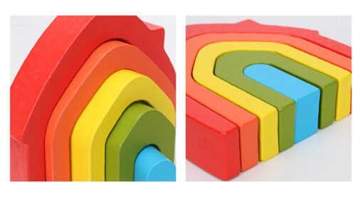 Set Montessori Curcubeu din Lemn cu Căsuță Figurine și Copaci 16 Piese (1) [3]