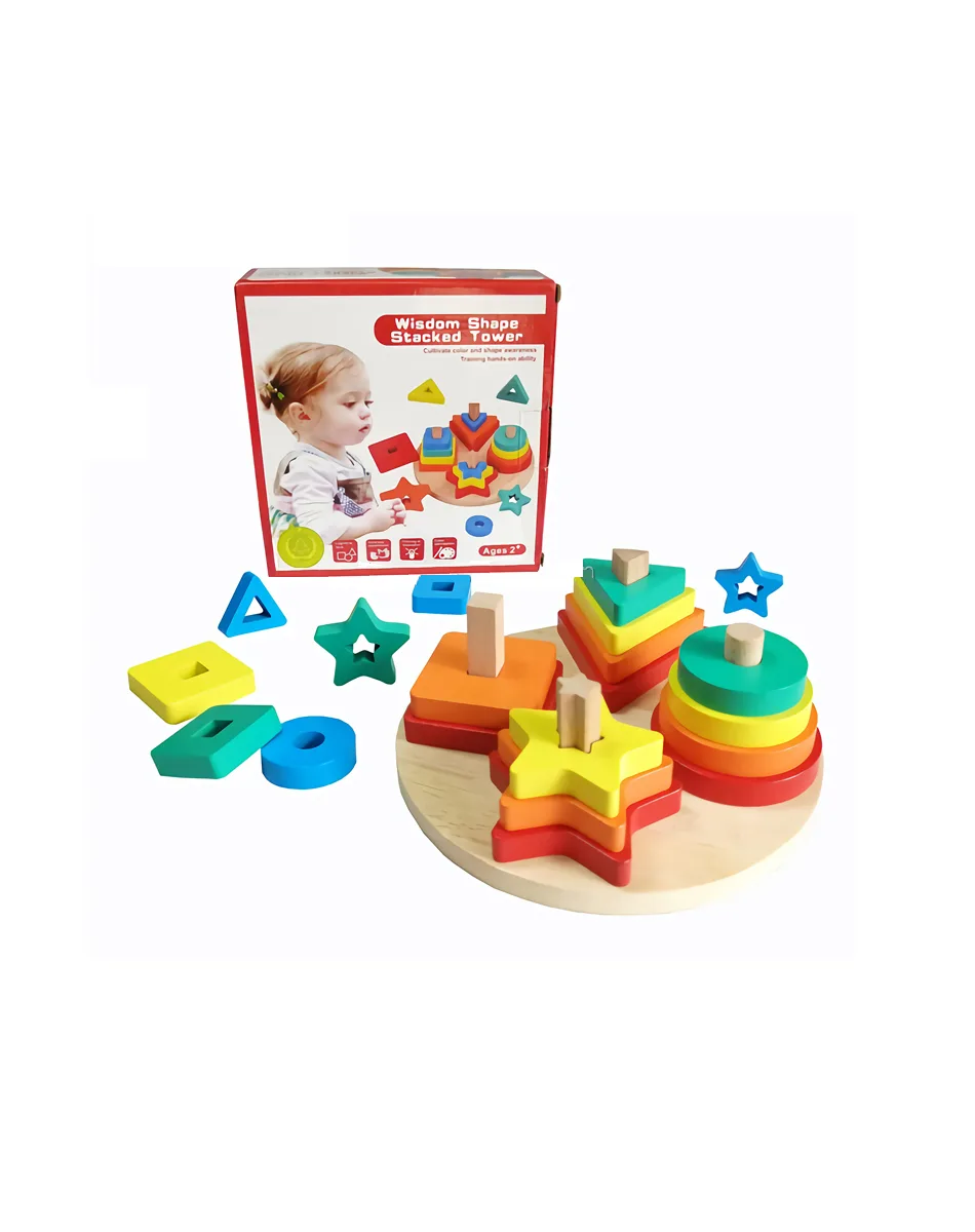 Joc Montessori Sortator 4 Forme Geometrice din Lemn [9]