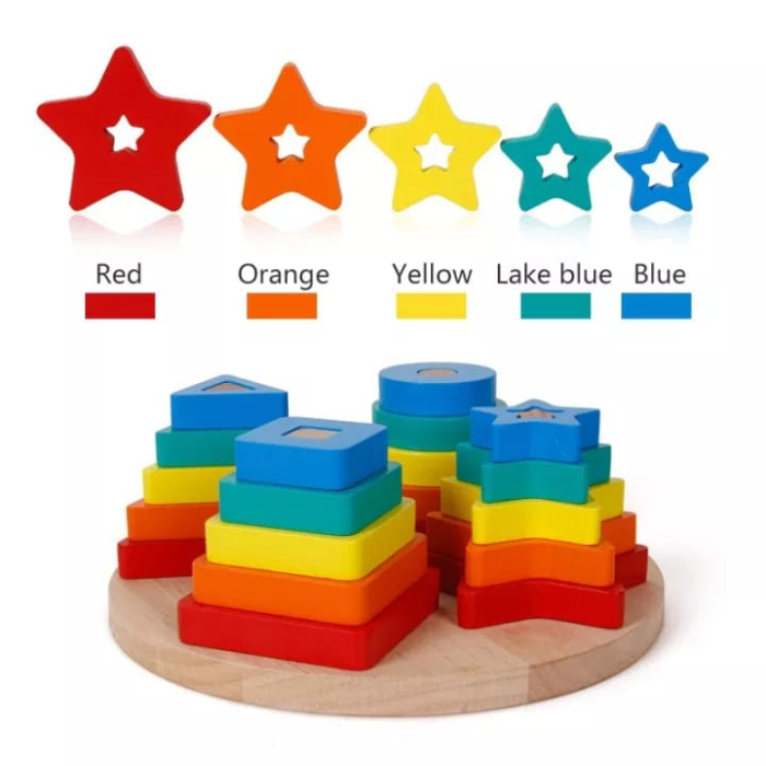 Joc Montessori Sortator 4 Forme Geometrice din Lemn [12]