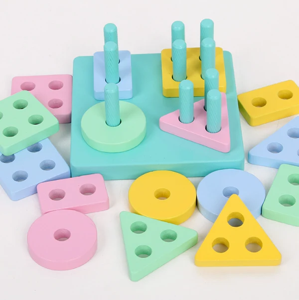 Sortator Montessori din Lemn cu Forme Geometrice și Culori Pastel (1) [2]