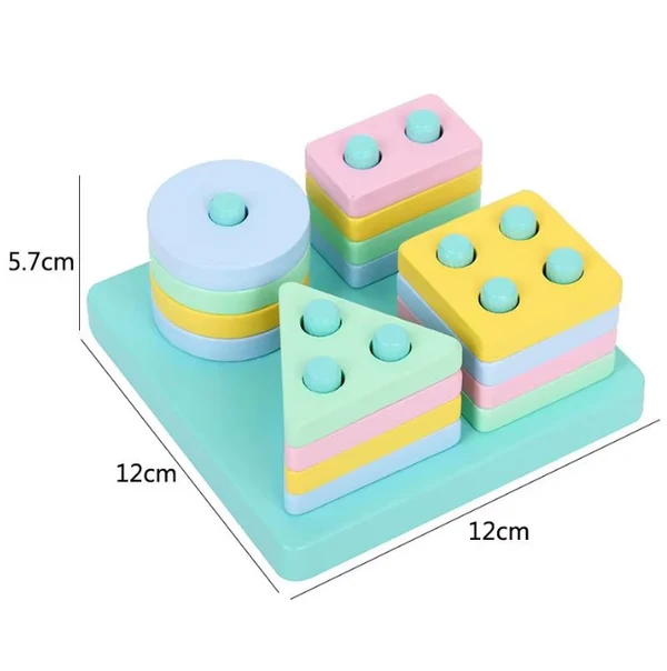 Sortator Montessori din Lemn cu Forme Geometrice și Culori Pastel (1) [6]