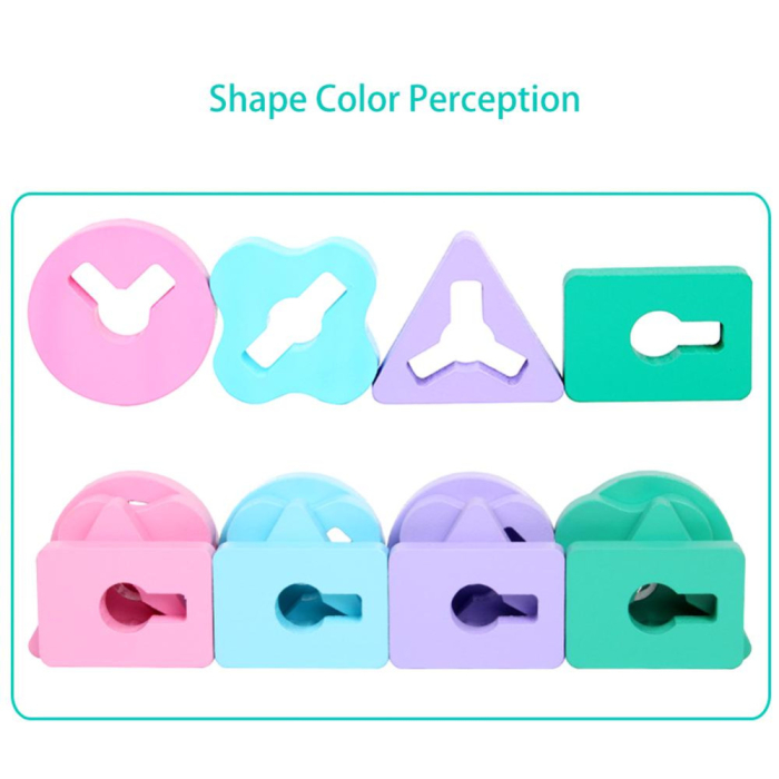 Sortator Montessori din Lemn cu 5 Coloane și Forme Geometrice Pastel [4]