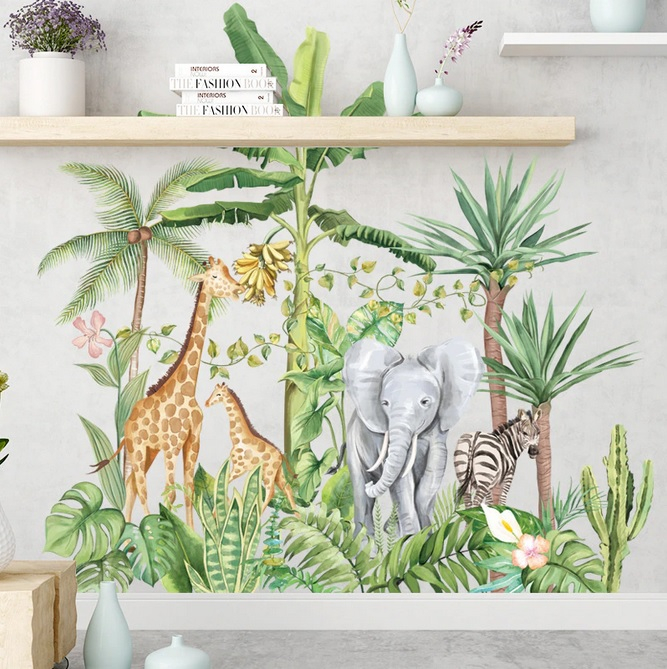 Sticker Autocolant Perete Animalele Junglei Safari 86 × 74 cm [7]
