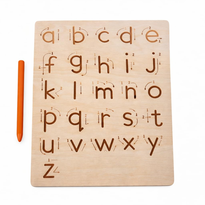 Tablă Montessori din Lemn pentru Trasarea Literelor A-Z cu Creion [14]