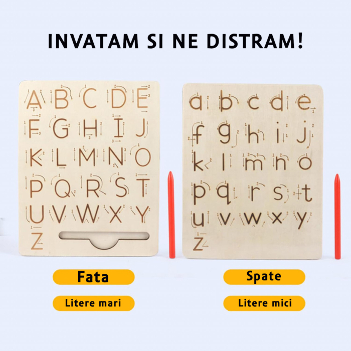 Tablă Montessori din Lemn pentru Trasarea Literelor A-Z cu Creion [2]