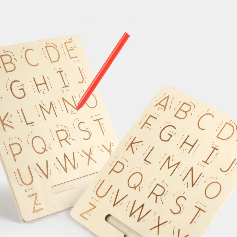 Tablă Montessori din Lemn pentru Trasarea Literelor A-Z cu Creion [9]