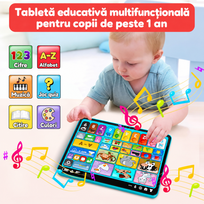 Tabletă Educativă Interactivă în Limba Engleză pentru Copii cu Sunete, Animale, Cifre, Alfabet și Muzică [12]