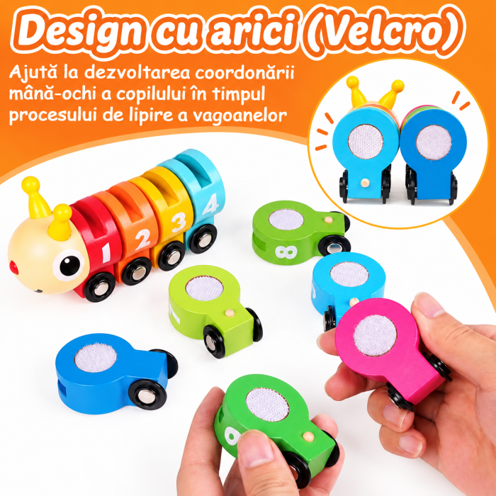 Tren Montessori din Lemn cu Cifre și Semne de Circulație [6]