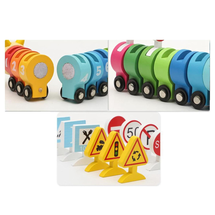 Tren Montessori din Lemn cu Cifre și Semne de Circulație [11]