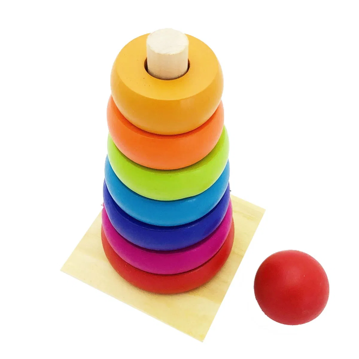 Piramidă Montessori Curcubeu Rainbow Tower din Lemn cu 8 Piese [6]
