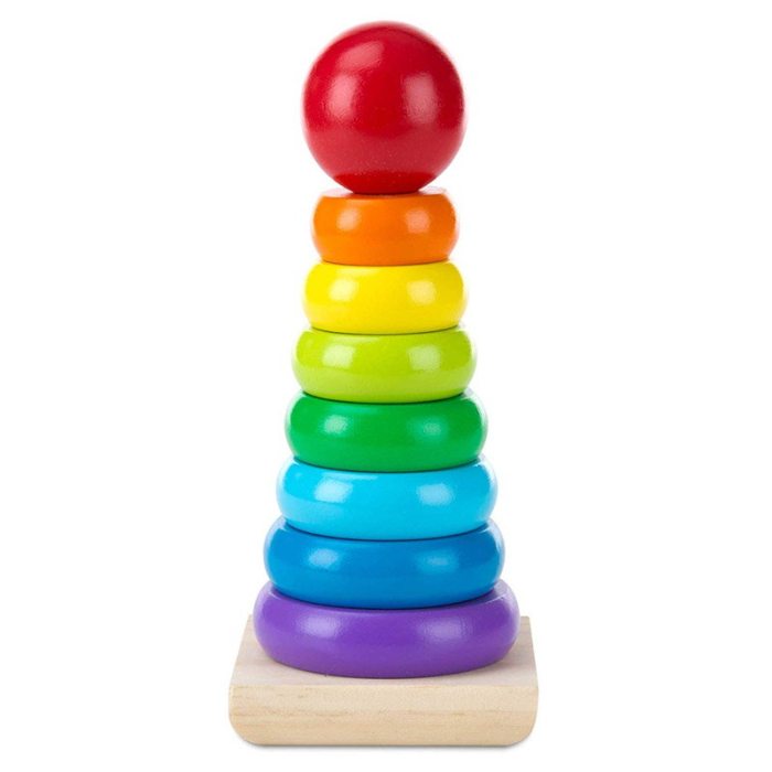 Piramidă Montessori Curcubeu Rainbow Tower din Lemn cu 8 Piese [1]