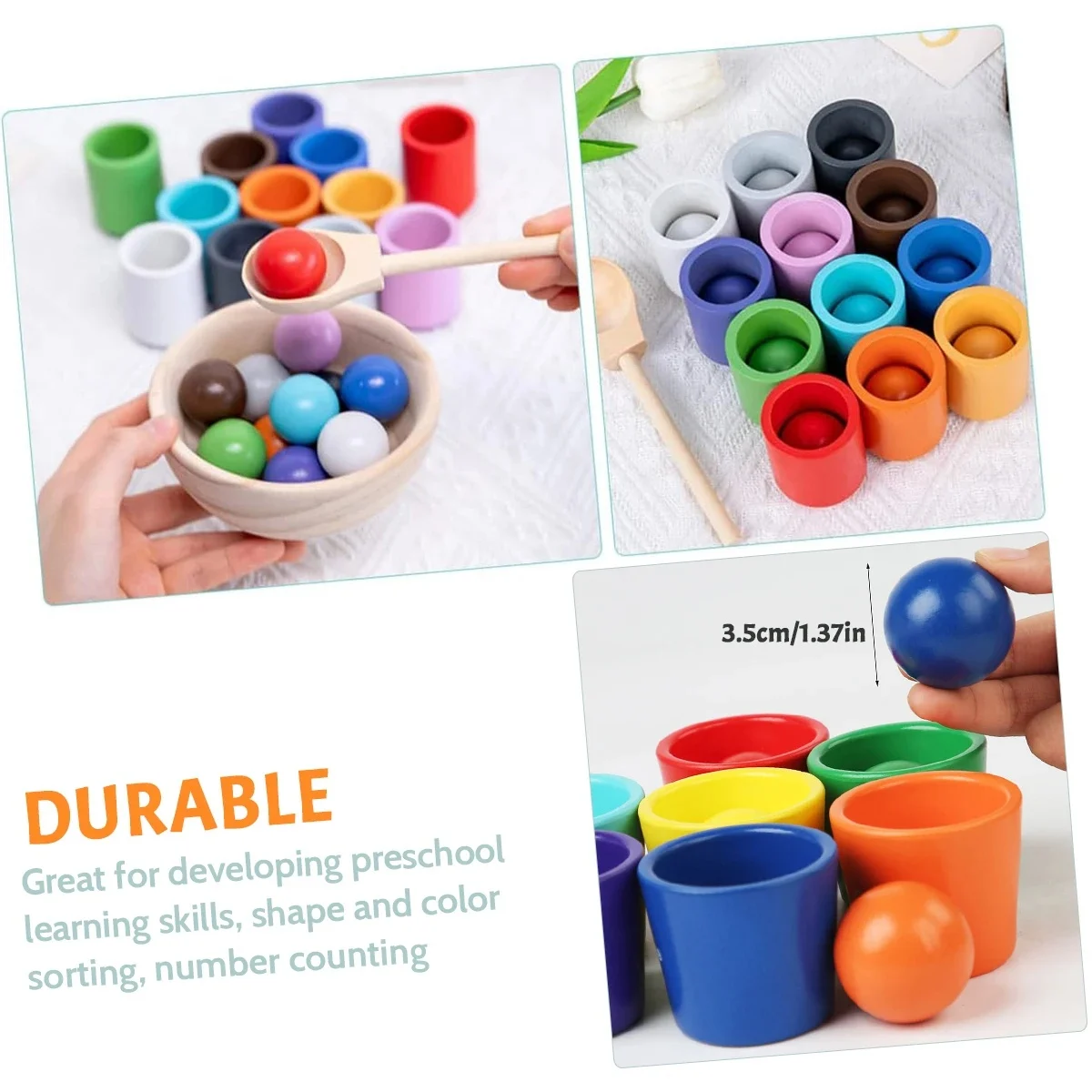 Joc Montessori Rainbow – Sortare Bile în Pahare Colorate [8]