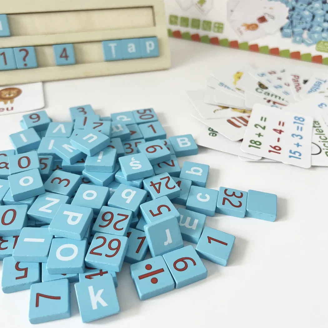 Joc Educativ Alfanumeric din Lemn în Limba Română cu 110 Piese, Litere, Cifre și Primele Operații Matematice, 3+ ani [5]