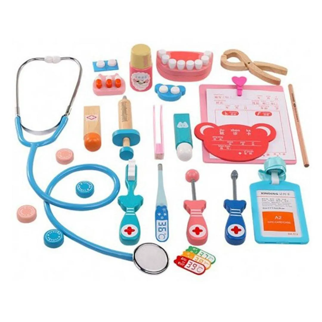 Trusă Doctor din Lemn pentru Copii cu Stetoscop și Accesorii Medicale [15]