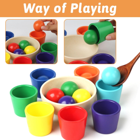 Joc Montessori Rainbow – Sortare Bile în Pahare Colorate [7]
