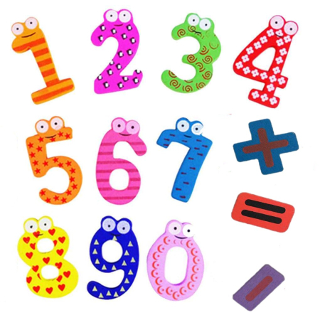 3 ani + - Set Cifre Magnetice din Lemn cu Semne Matematice, Numere 0–9 pentru Primele Exerciții de Calcul, 3+ ani
