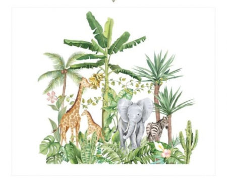 Stickere decorative pentru camera copilului - Sticker autocolant pentru perete, Animalele Junglei, Safari, 86 cm x 74 cm