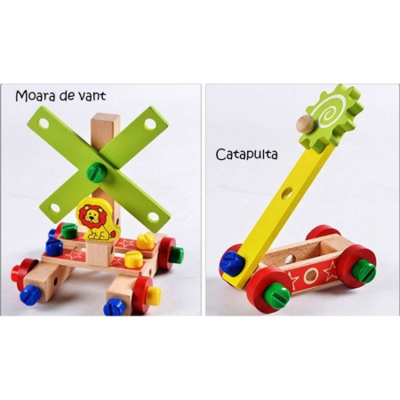 Banc de Lucru din Lemn cu Scăunel de Asamblat și Unelte, Set STEM 49 Piese, Joc Educativ de Construcție și Motricitate, 3+ ani [5]
