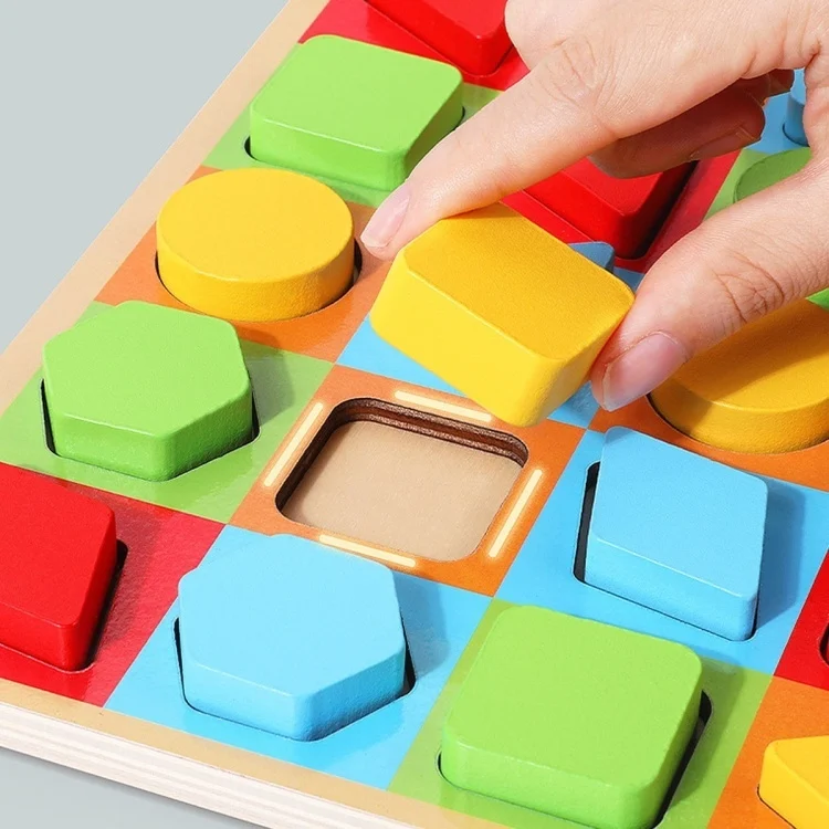 Joc Montessori Colorama din Lemn cu 40 Piese și Zaruri, Sortare Forme și Culori, 3+ ani [6]