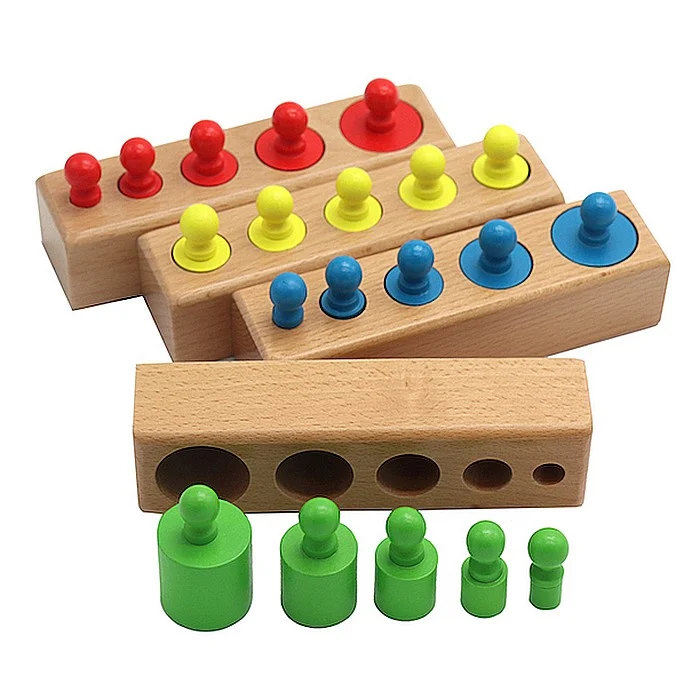 Cilindri Montessori din Lemn – 4 Seturi Colorate [5]