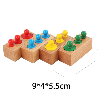 Set Montessori din Lemn cu Cilindri Colorați și 4 Suporturi [3]