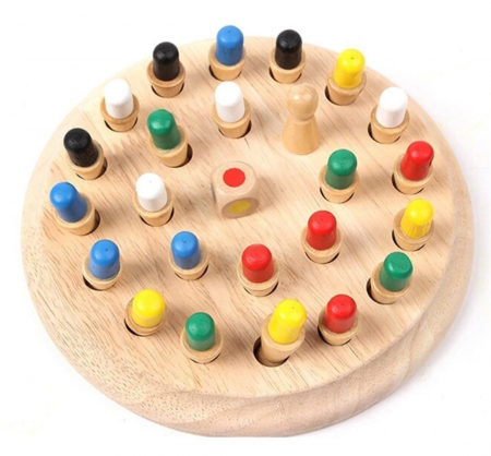Joc educativ tip sah din lemn, Invatare si memorare culori, Memory Chess, Montessori, 26 piese [4]